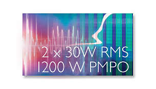 2x30 瓦 RMS/ 1200 瓦 PMPO