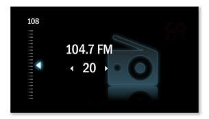 Rádio FM com 20 estações pré-sintonizadas: mais opções de música