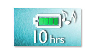 최대 10시간의 MP3 및 WMA 음악 재생*과 FM 라디오를 청취할 수 있습니다.