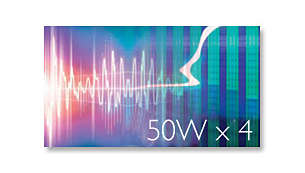 4 inbyggda förstärkare på 50 W för utomordentlig ljudkvalitet