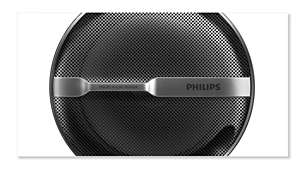 Stylish speaker grille protects against damage
