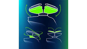 „Philips GyroFlex 3D" sistema nematomai prisitaiko prie kiekvieno veido įlinkio