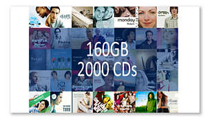 Disco duro de 160 GB para almacenar hasta 2.000 álbumes de música