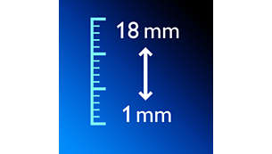 18 secured length settings from 1mm up to 18mm