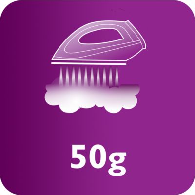 Подача пара до 50 г/мин для лучшего разглаживания складок