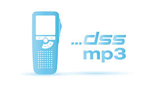 High recording quality in DSS and MP3 format