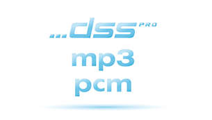 High recording quality in DSS, MP3 and PCM format