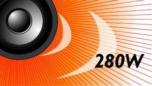Os 280 W RMS de potência proporcionam um excelente som para filmes e músicas