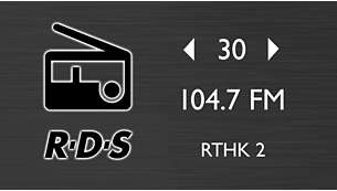 FM rádio s RDS a 30 předvolbami pro více hudebních možností