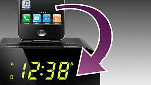 Synchronisation automatique de l'horloge et de l'iPod/iPhone/iPad sur la station d'accueil