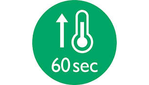 Calentamiento rápido: lista para usar en 60 segundos