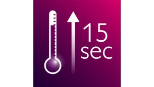 R&aacute;pido aquecimento, pronta para usar em apenas 15 segundos