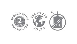 Garantía de 2 años, voltaje universal, no necesita lubricación