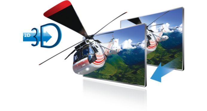 Enjoy any 2D content in flawless 3D at a push of a button