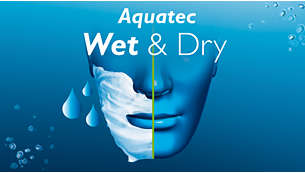 Aquatec 乾濕兩用設計：清爽的泡沫濕剃或輕鬆乾剃