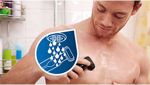 100% 防水加工でシャワー中にも使用でき、お手入れ簡単