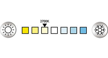 Verdadera luz blanca cálida de tipo incandescente (2700 K)