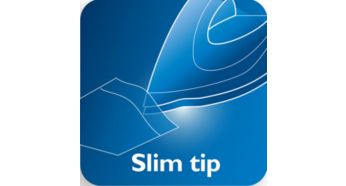 Slim tip soleplate reaches easily in tricky areas