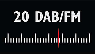 More channels enjoyed with 20 DAB and 20 FM preset stations