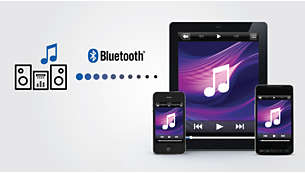 Musiikin langaton Bluetooth-siirto älypuhelimesta tai tabletista