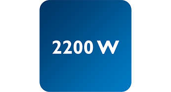 Výkon až 2200 W umožňuje neustále silný výstup pary