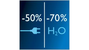 Save up to 50% energy. Save up to 70% water*