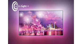4-сторонняя фоновая подсветка Ambilight: представьте, будто телевизор парит в облаке света