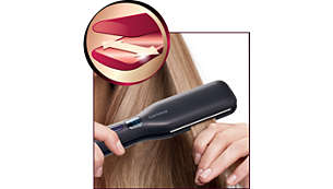 Extra wide plates for better results with thick or long hair