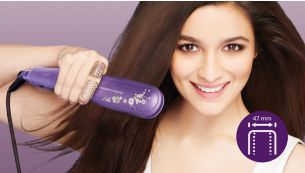 Extra wide plates for better results with thick or long hair
