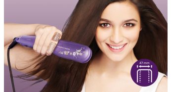 Extra wide plates for better results with thick or long hair