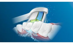 Динамический поток, создаваемый Sonicare, очищает межзубные промежутки