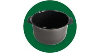 Oală cu mânere şi înveliş ceramic pentru utilizare şi curăţare uşoare
