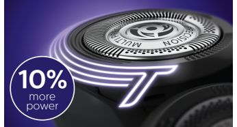 Afeitado por las partes más densas de la barba con un 10 % más de potencia