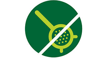 Unique no sieve design for cleaning in under 1 minute