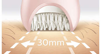 Widest epilation head for optimal hair removal in one stroke
