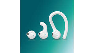 Personalise your fit with ear hook, fin or earbud styles