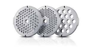 3 гігієнічні подрібнюючі диски з нержавіючої сталі (3 мм, 5 мм та 8 мм)