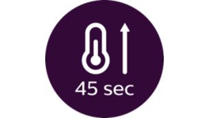Fast heat up time, ready to use in 45 sec