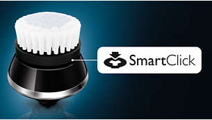 Click-on brush to cleanse more thoroughly than by hand