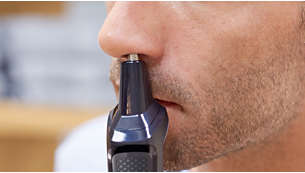 The nose trimmer gently removes unwanted nose and ear hairs