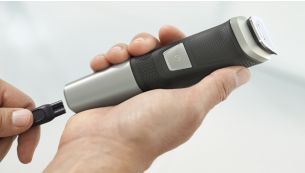 The trimmer can be used cordless or while plugged in