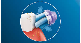 Až 10x lepší odstranění plaku než manuálním zubním kartáčkem