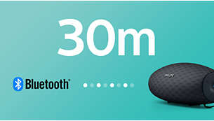 Stiprus „Bluetooth“ ryšys iki 30 m arba 100 ft