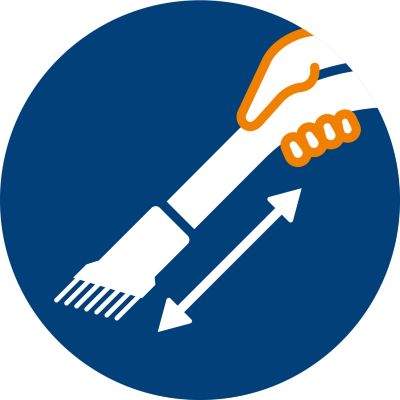Мягкая щетка встроена в рукоятку для удобного использования