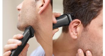 Apare e modele sua barba e cabelo com sete ferramentas