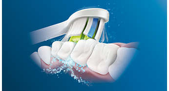 Dinamično čiščenje tekočino usmerja med zobe