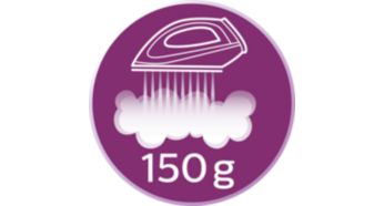 Golpe de vapor de hasta 150 g para eliminar fácilmente las arrugas rebeldes