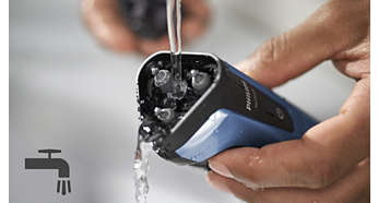 Suya %100 dayanıklı tıraş makinesi musluğun altında yıkanabilir
