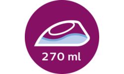 Большой резервуар для воды 270 мл позволяет погладить больше вещей