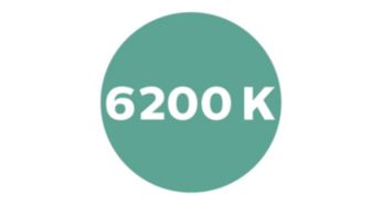 Kleurtemperatuur van 6200 Kelvin voor helder wit licht